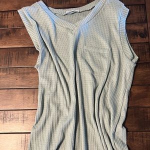 Sage Bombom waffle knit tank